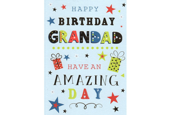 Grandad - Happy Birthday - Colourful Text - Gold Foil