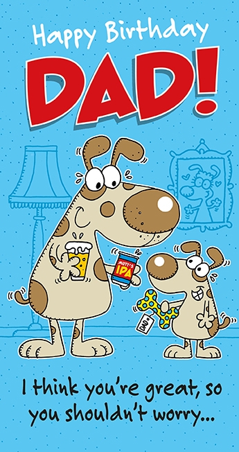 Dad Birthday Card - Bags of Gags - Cartoon Dogs