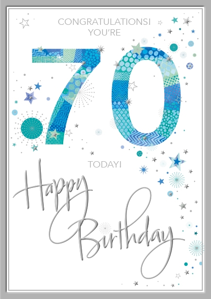 70! Today Happy Birthday - Male - Stars & Bursts