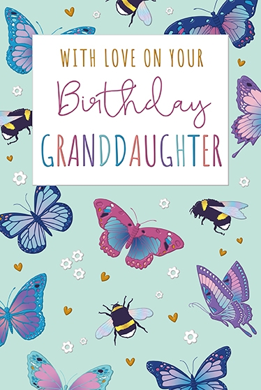 Granddaughter - Metallic Butterflies and Bumblebees - With Love